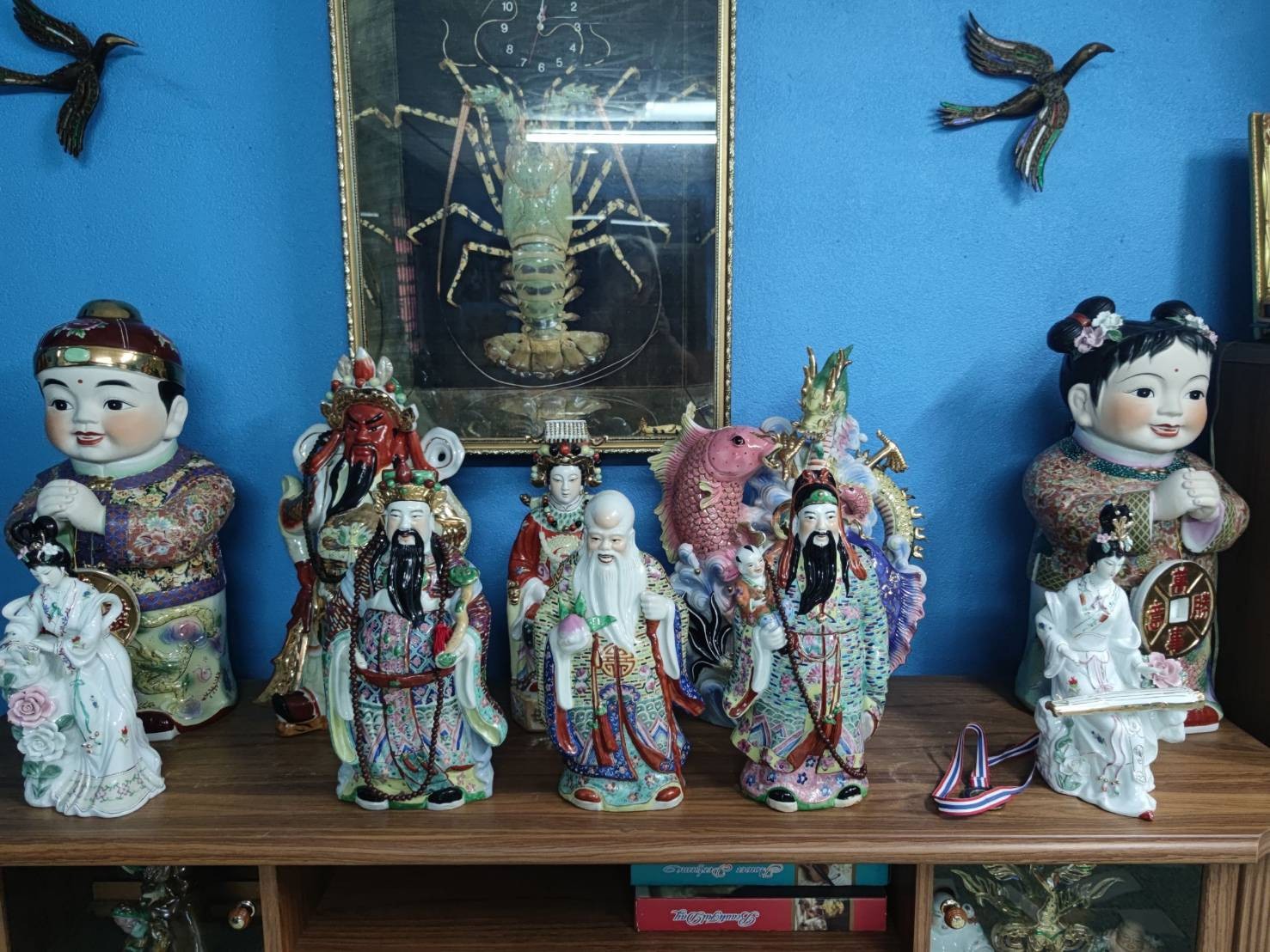 A set of vintage Chinese ceramic statues