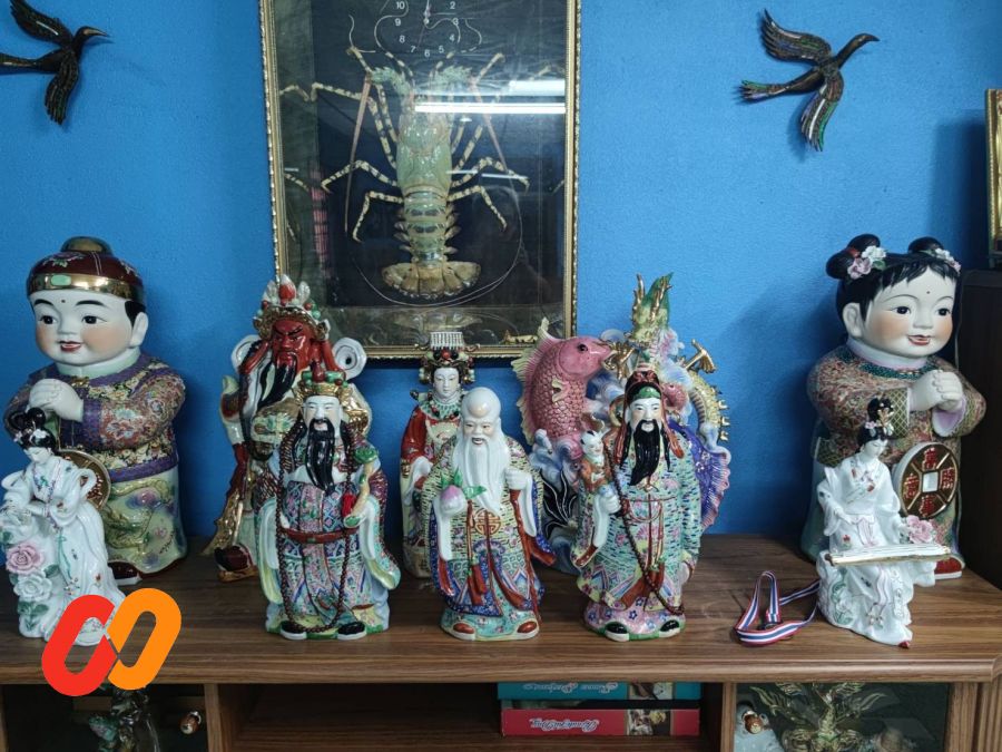 A set of vintage Chinese ceramic statues