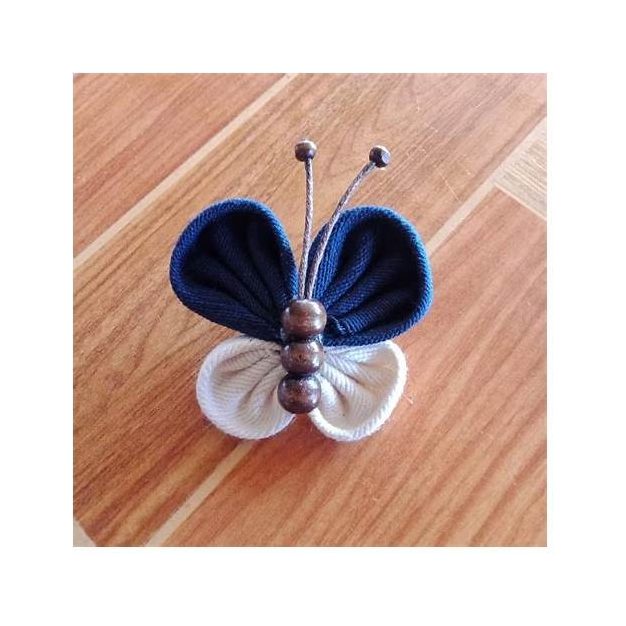 Indigo Fabric Brooch
