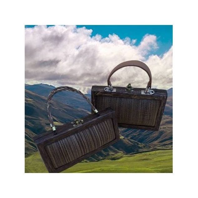 Palm Fibre and Leather Handbag