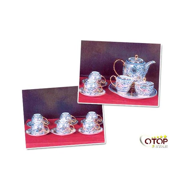 Polychrome Chinaware Coffee Cup Set (Large Set)