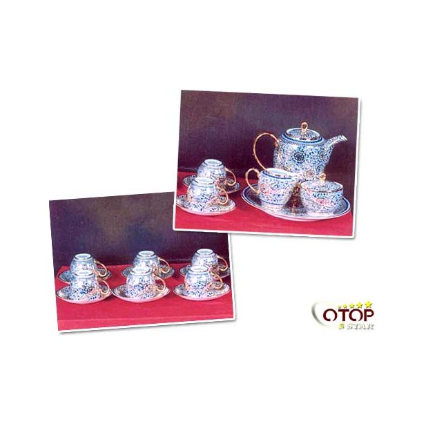 Polychrome Chinaware Coffee Cup Set (Large Set)