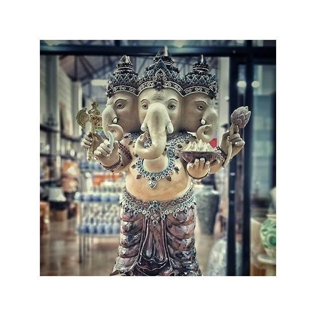 Three-Faced Ganesha Ceramic Statue