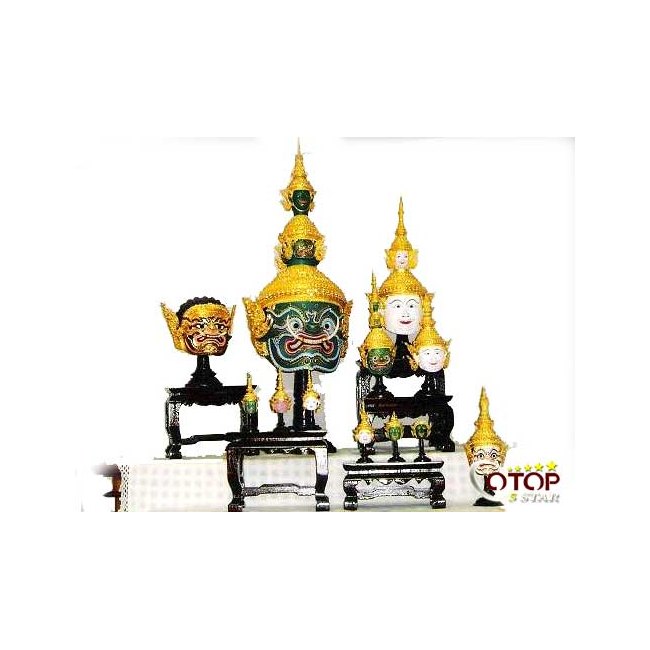 Traditional Thai Drama Mask/Dolls with Thai Drama Masks
