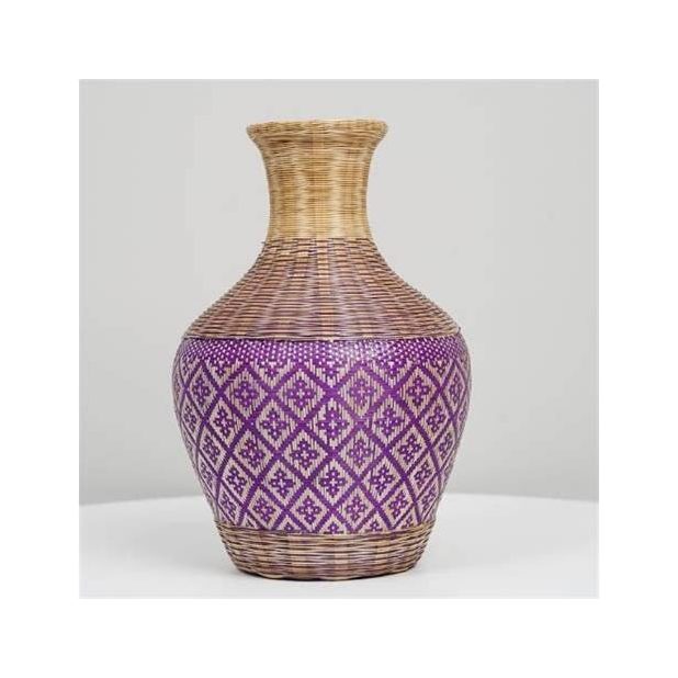 Bamboo-Woven Ceramic Vase
