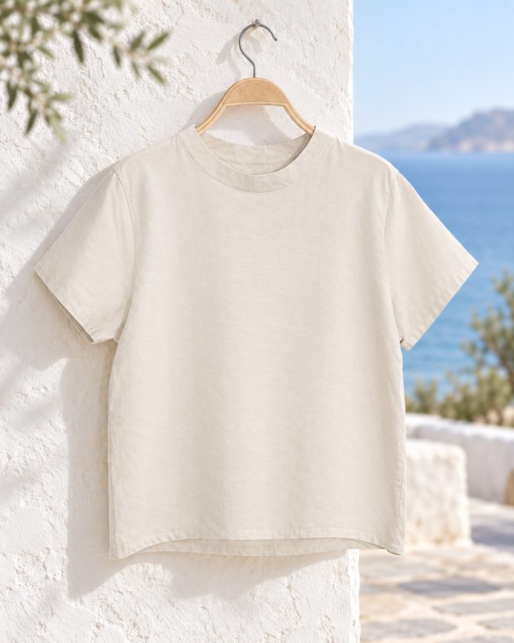 Ecru Cotton Top with Back Buttons