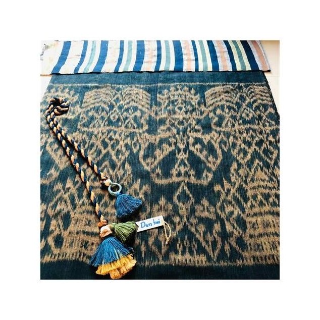 Indigo-Dyed Brocade Fabric