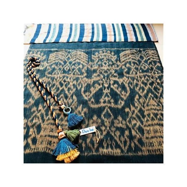 Indigo-Dyed Brocade Fabric