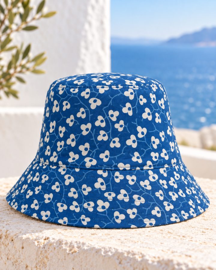 Indigo Floral Cotton Bucket Hat