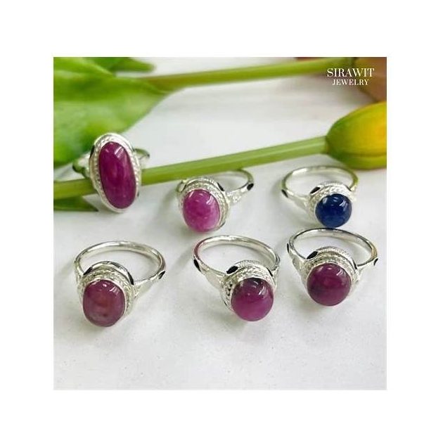 Silver Rings with Genuine Gemstones