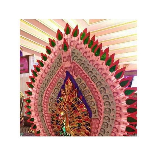Carved Wooden Peacock Panel