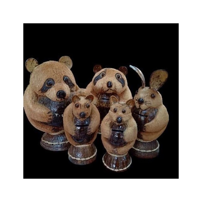 Coconut Shell Animal Figures