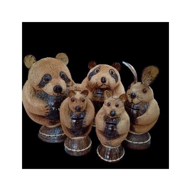 Coconut Shell Animal Figures