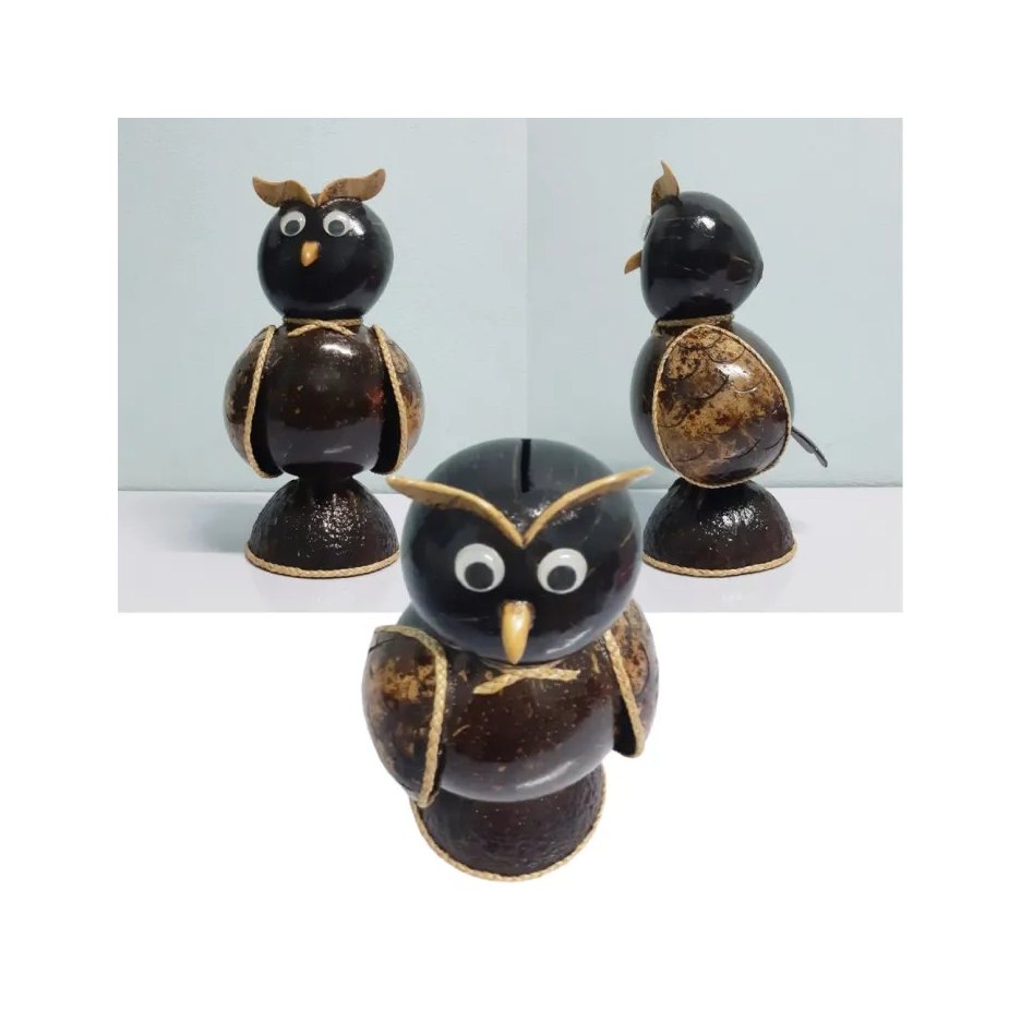 Coconut Shell Owl Piggy Banks