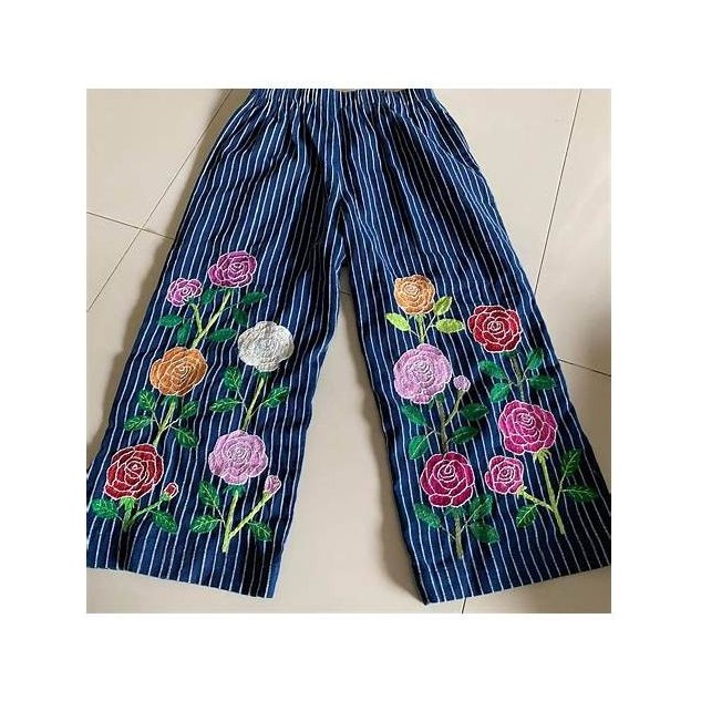 Embroidered Cotton Pants