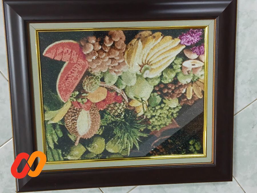 Fruits pattern in crostitch embroidery 