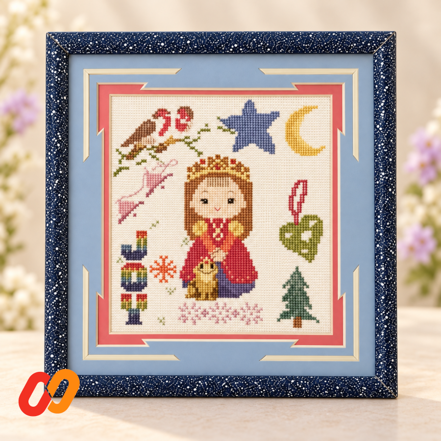 “Joy” — Framed Cross-Stitch Artwork