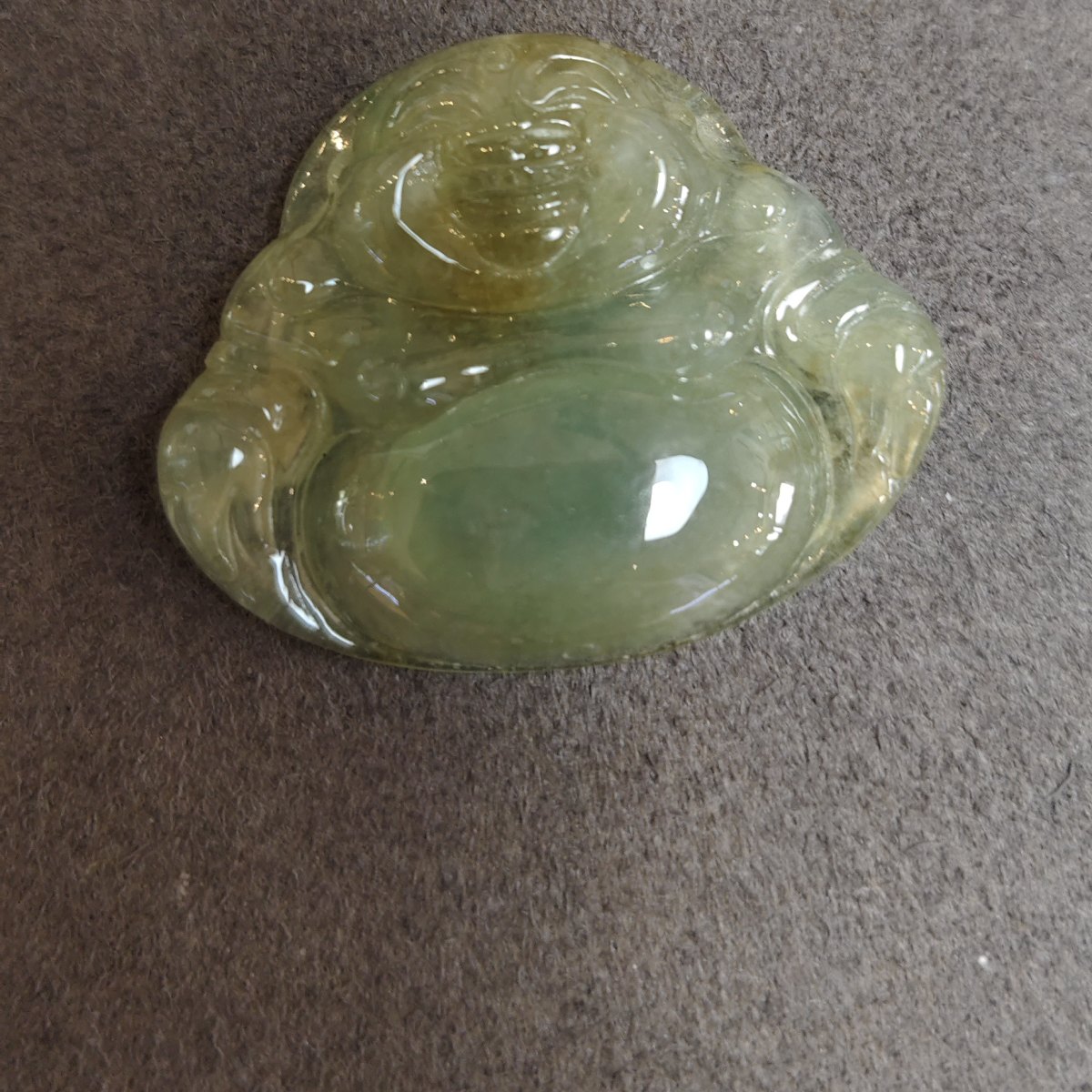 Laughing Buddha in Green Jadeite, Type A, 40.35 ct — AIG Certified