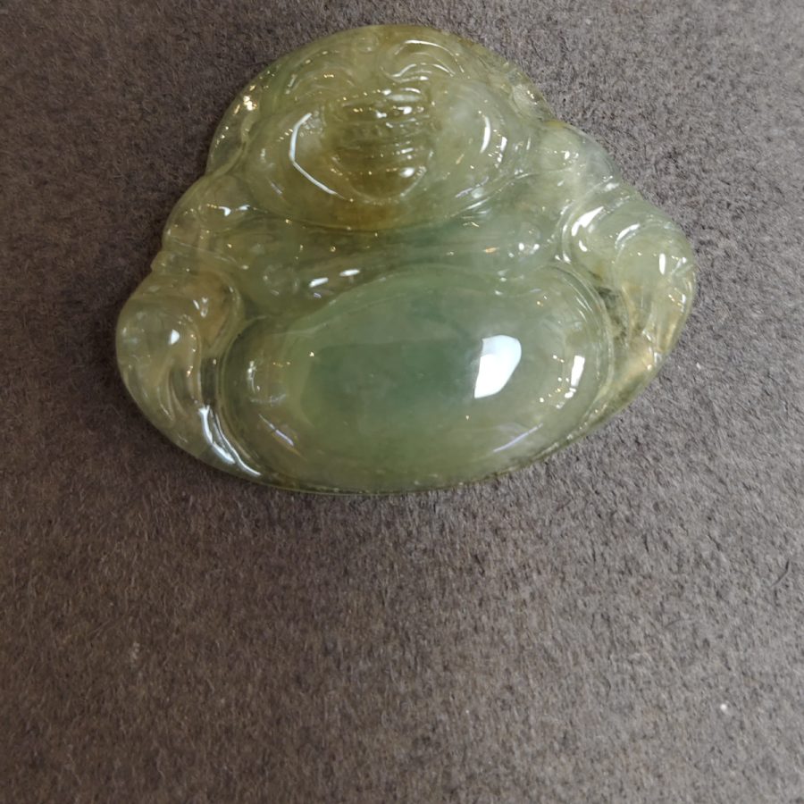 Laughing Buddha in Green Jadeite, Type A, 40.35 ct — AIG Certified
