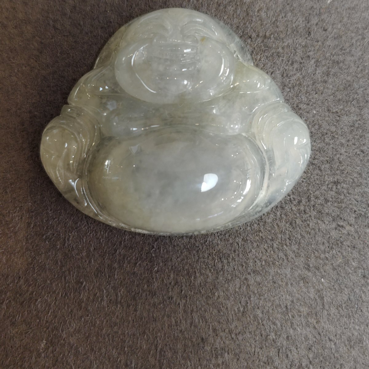 Laughing Buddha in Natural Jadeite, Type A, 31.45 ct — AIG Certified