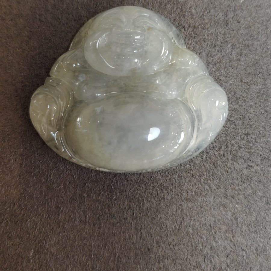 Laughing Buddha in Natural Jadeite, Type A, 31.45 ct — AIG Certified