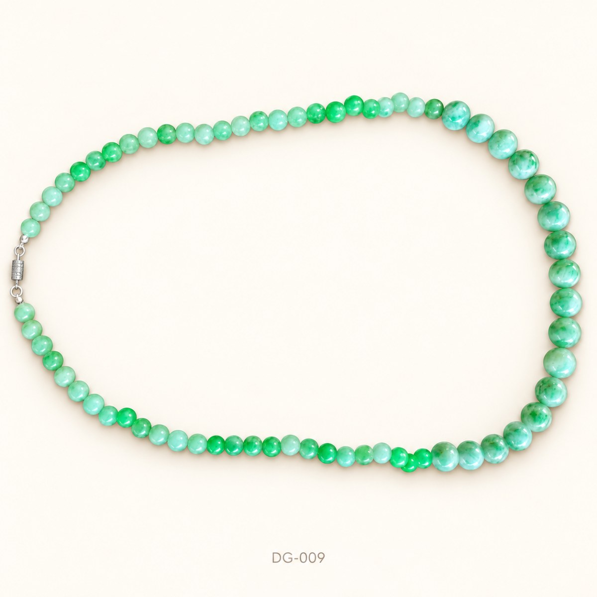 Light Green Jade Necklace with Graduated Beads