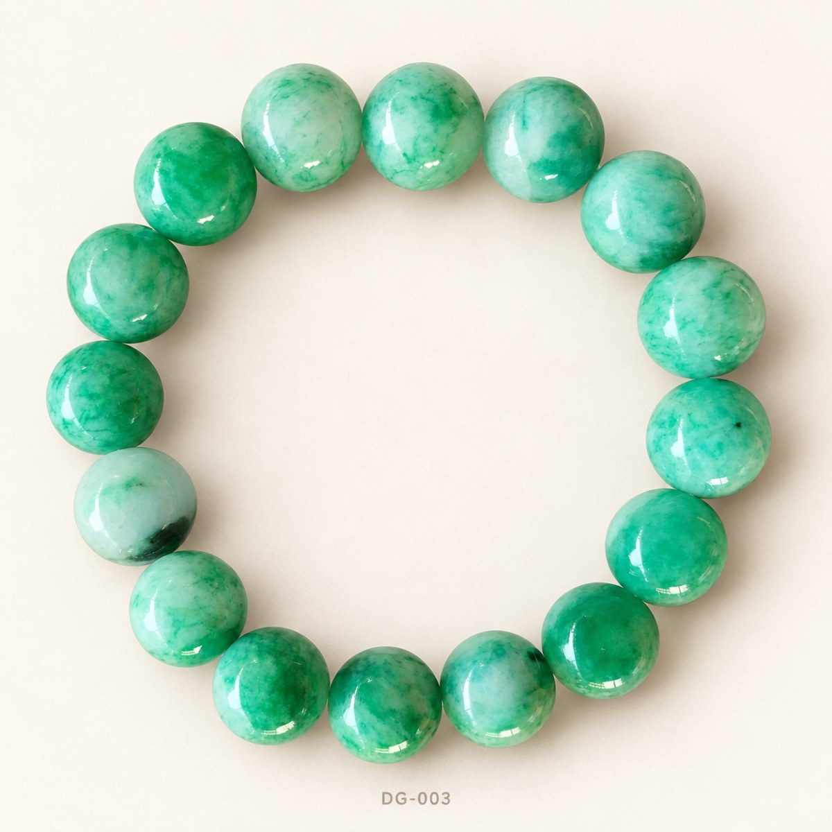 Light Green Marbled Jade Bead Bracelet