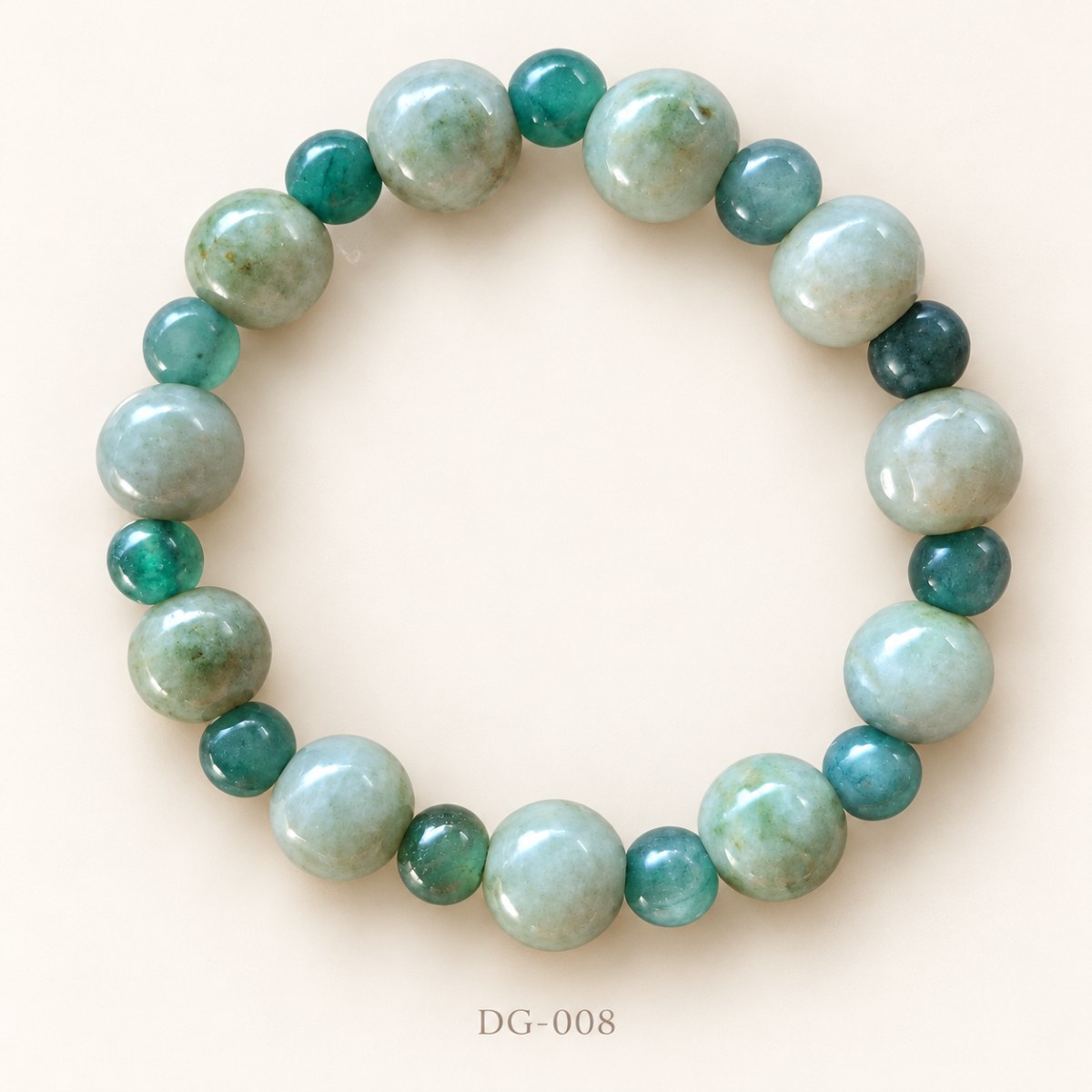 Sage & Blue-Green Jade Bracelet, Alternating Beads
