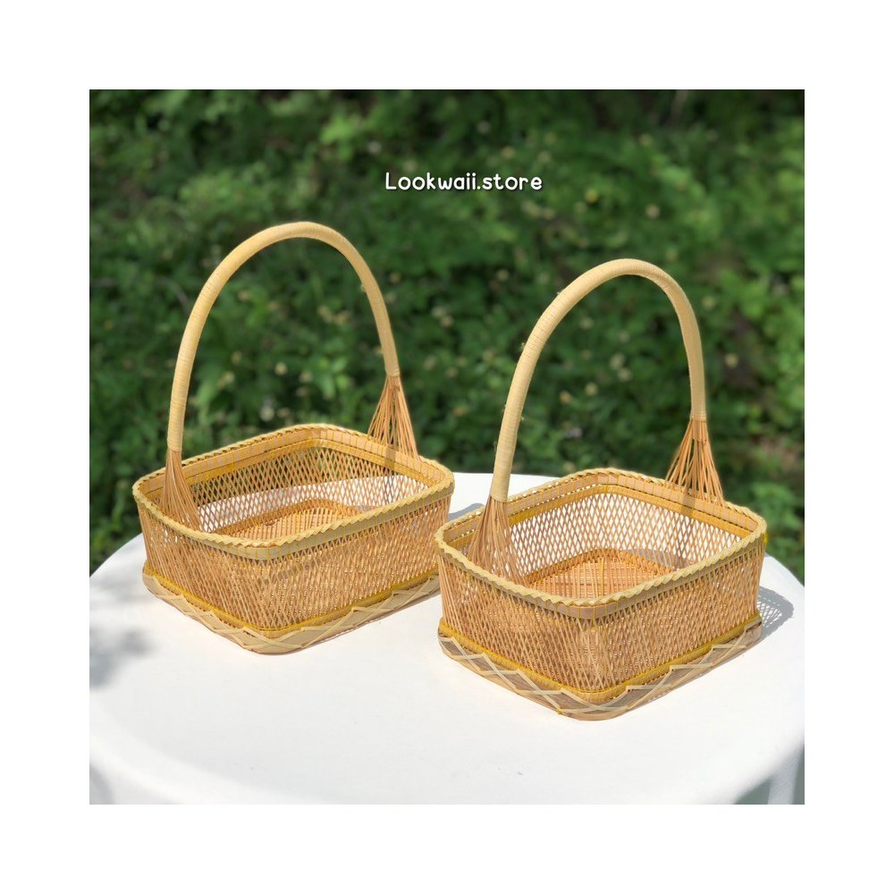 Square Pikul Pattern Bamboo Basket