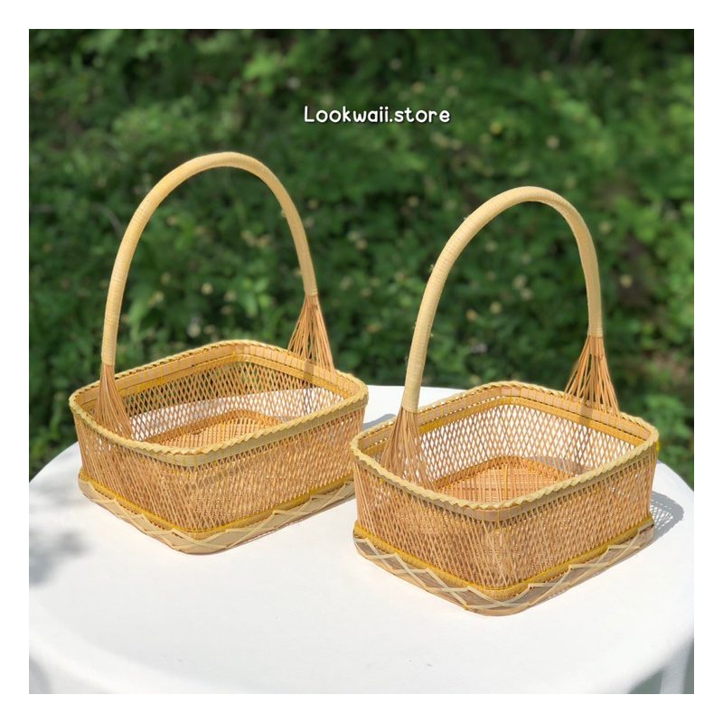 Square Pikul Pattern Bamboo Basket