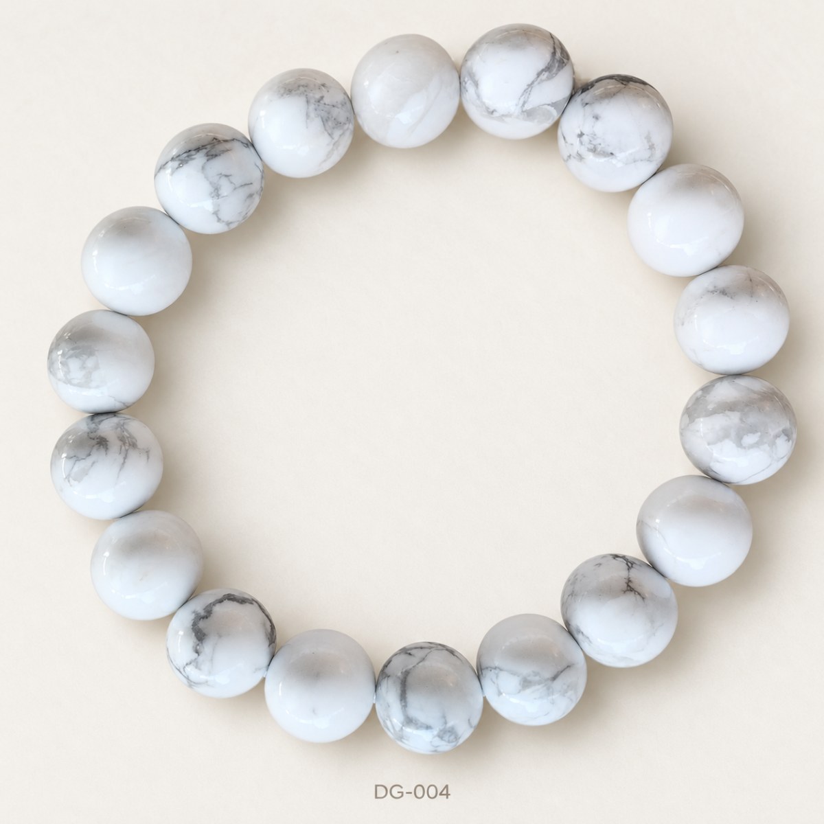 White Howlite Bead Bracelet — 10 mm Beads