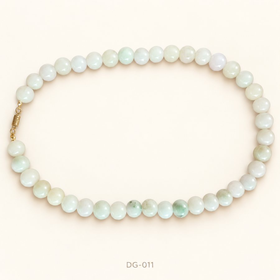 White Jade Necklace with Gold-Tone Clasp