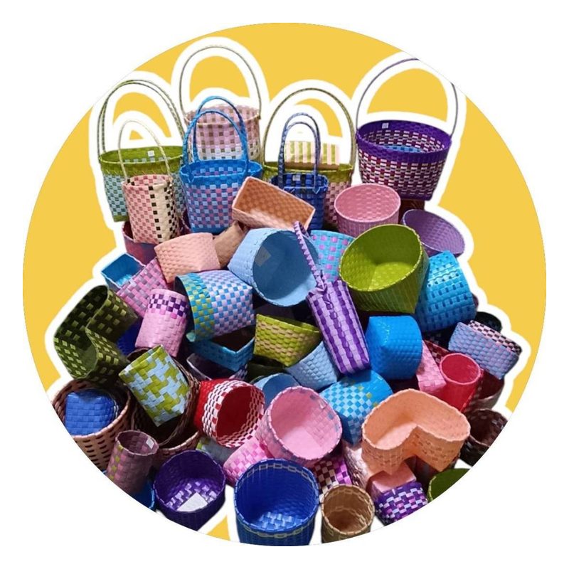 Woven Plastic Strip Baskets