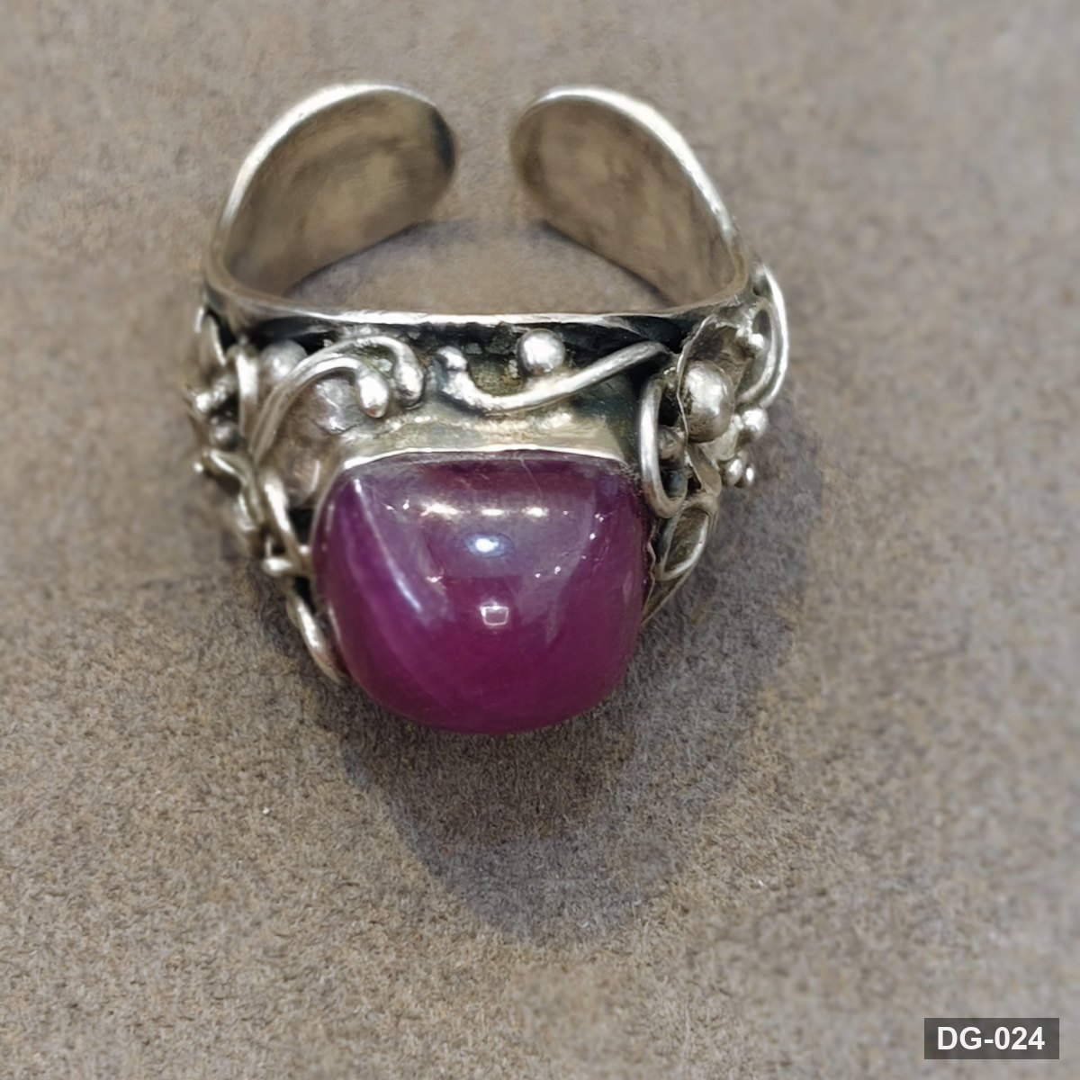 Unheated Ruby High-Dome Ring in 925 Sterling Silver Filigree