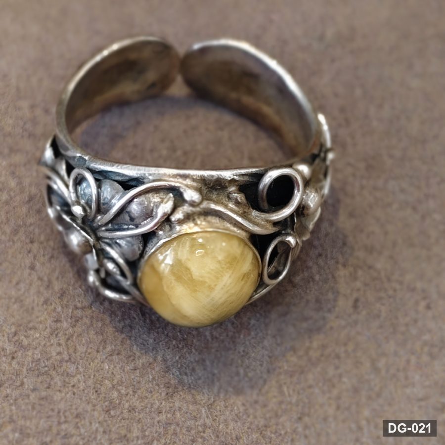 Yellow Sapphire Ring in 925 Sterling Silver Filigree