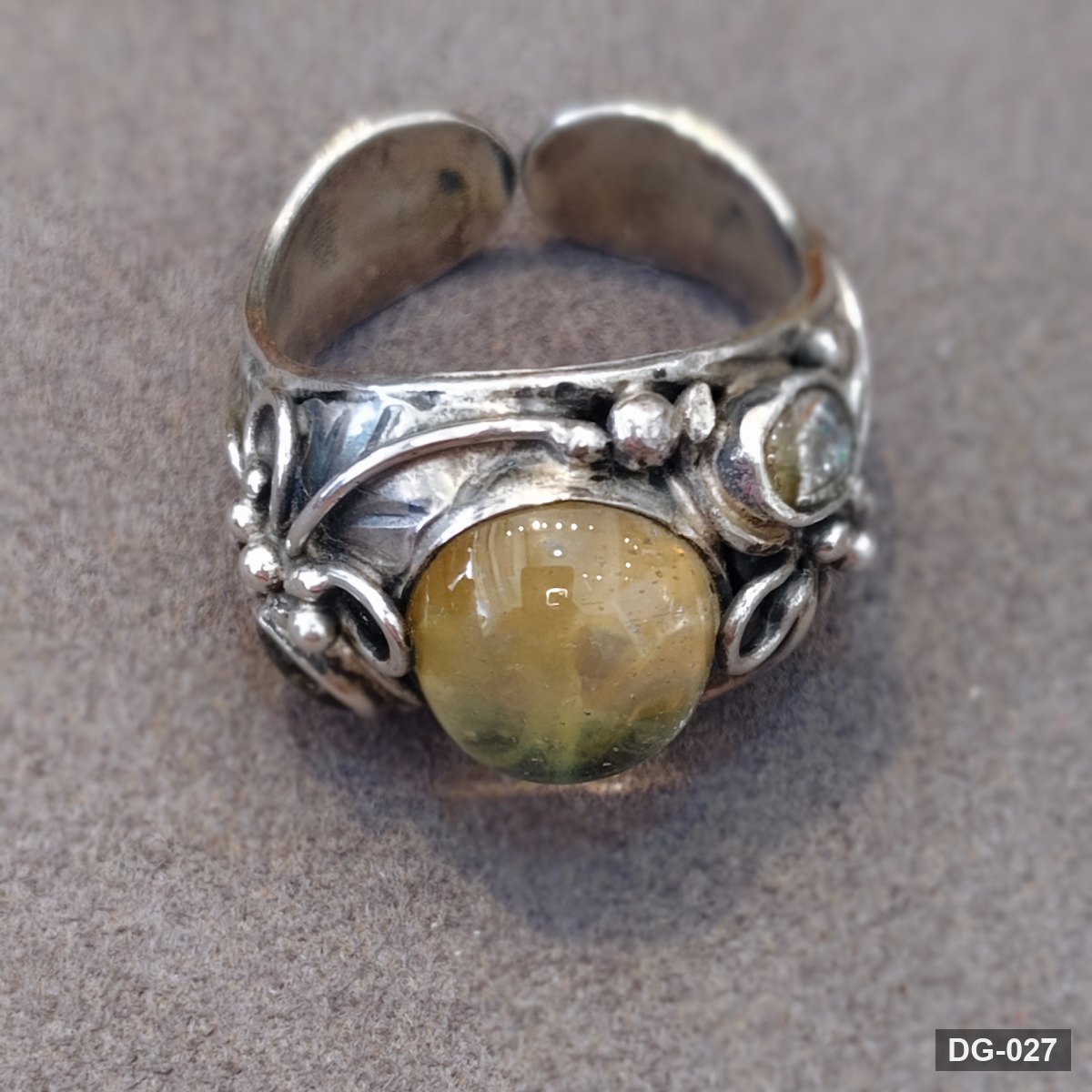 Yellow Sapphire Ring with Side Stones in 925 Sterling Silver