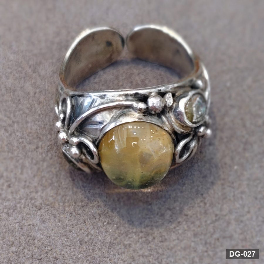 Yellow Sapphire Ring with Side Stones in 925 Sterling Silver