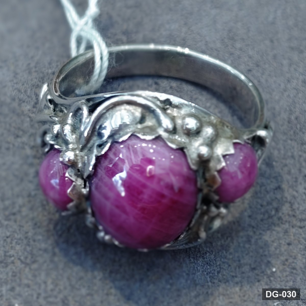 Three-Stone Ruby Ring in 925 Sterling Silver