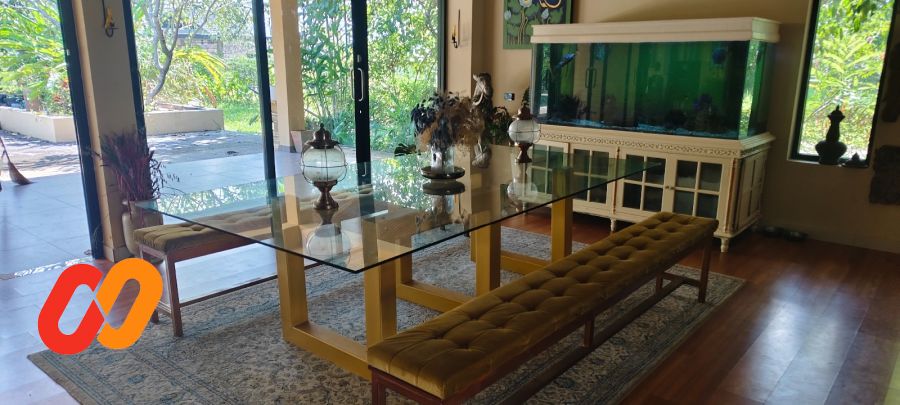 One-of-a-Kind Designer Dining Set – Gold-Finished Steel & Velvet