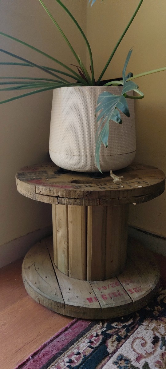 Upcycled Wooden Cable Reel Table – Rustic Industrial Style