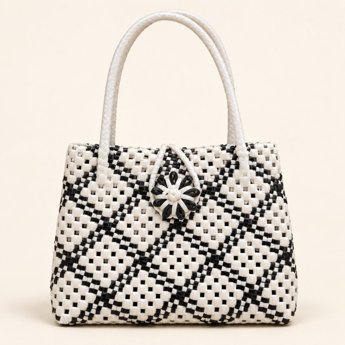 Black & White Floral Handbag
