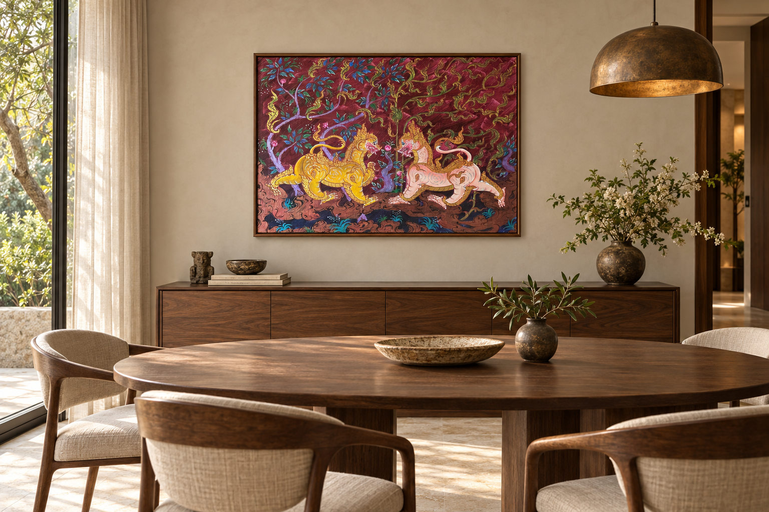 Celestial Lions in an Enchanted Forest