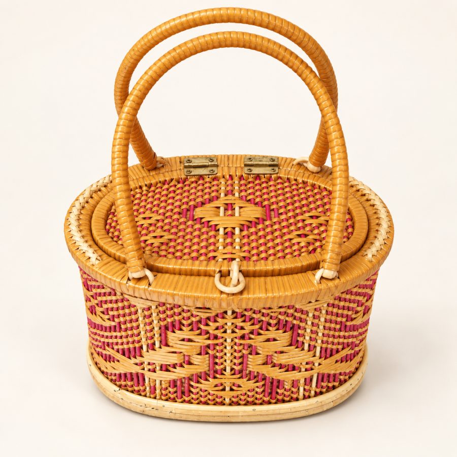 Gold & Pink Handwoven Handbag