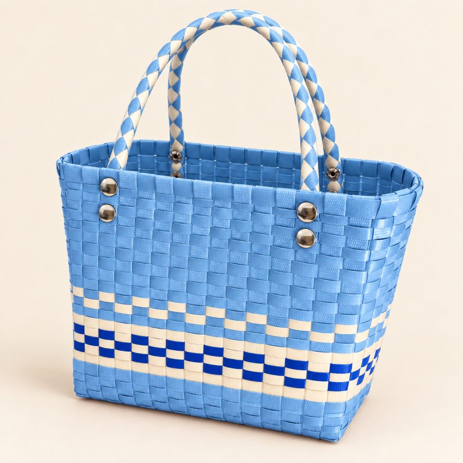 Sky Blue Handwoven Tote Bag