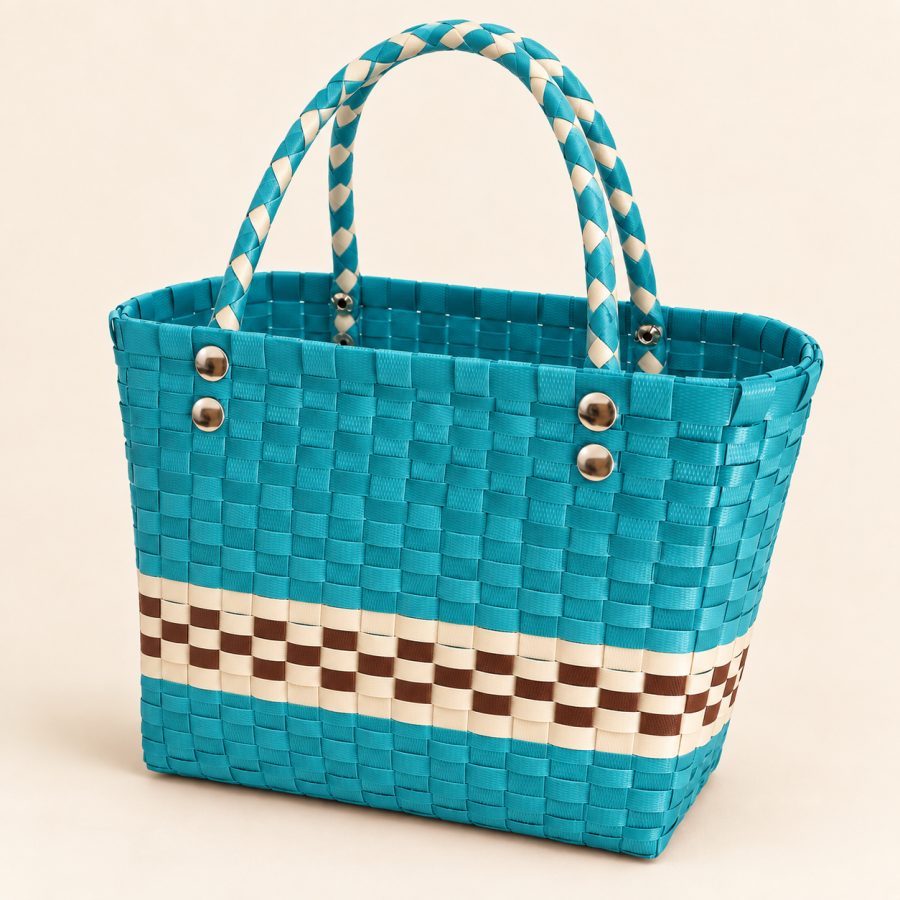 Turquoise Handwoven Tote Bag