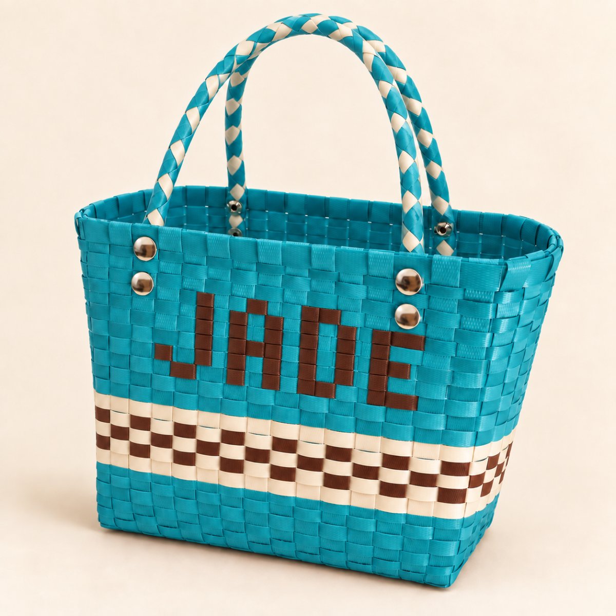 Turquoise Personalised Name Tote Bag
