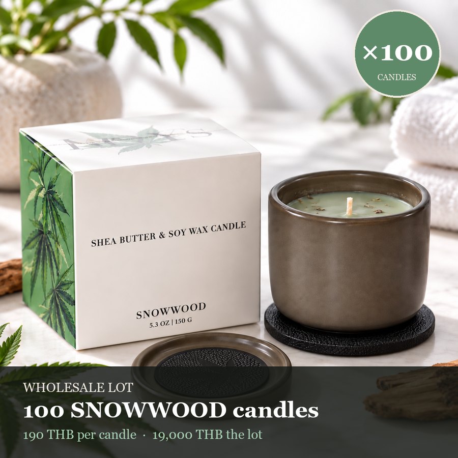 Wholesale Lot of 100 Artisan Spa Candles SNOWWOOD 150 g — 190 THB each