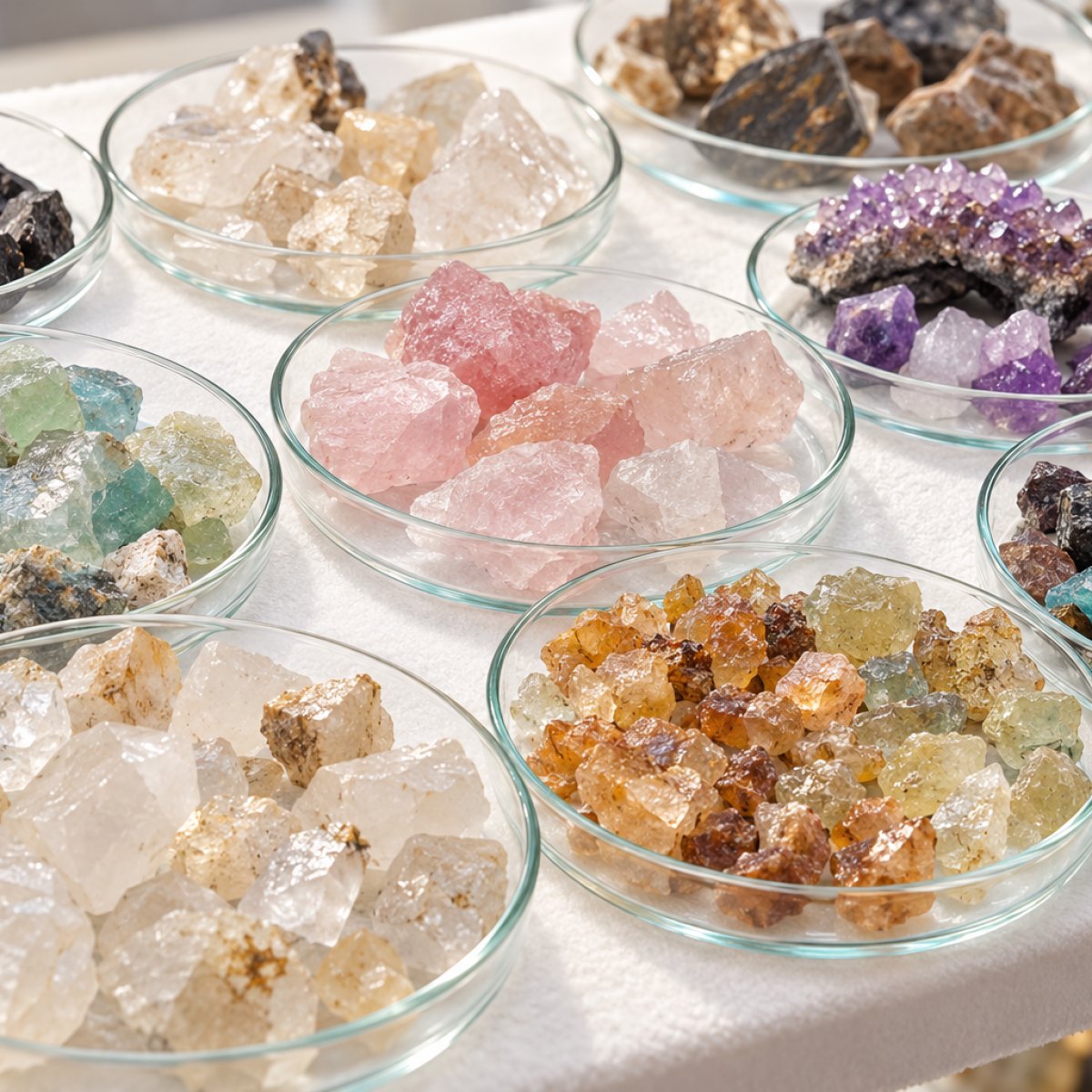 Raw minerals, sorted by type