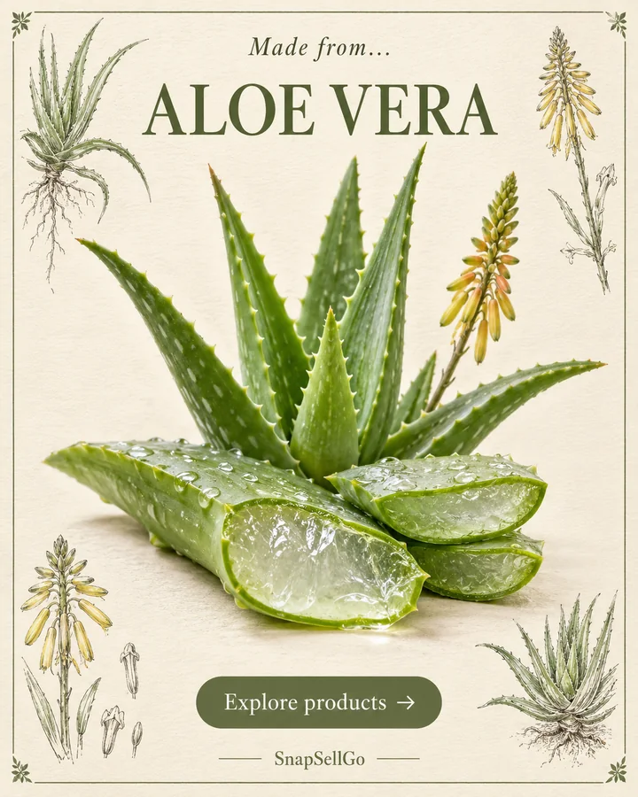 Aloe vera botanical card