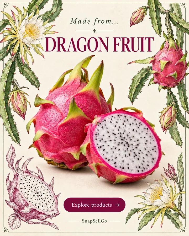 Dragon fruit botanical card